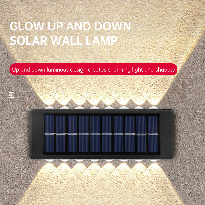 Solar Dual Head Wall Lamp, Outdoor Courtyard Lamp, Waterproof, Outdoor Upper and Lower Emitting Wall Courtyard Lamp