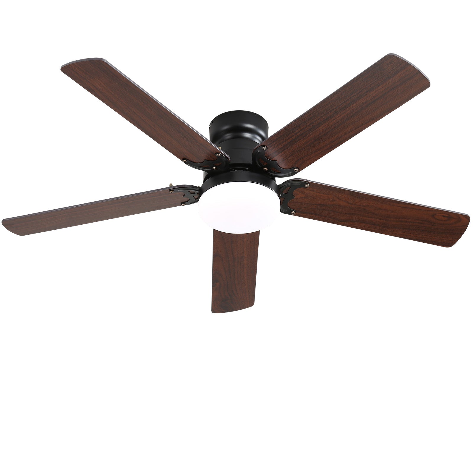 42 Inch Modern Ceiling Fan With 3 Color Dimmable Light 5 Blades Remote Control Reversible DC Motor Black For Bedroom