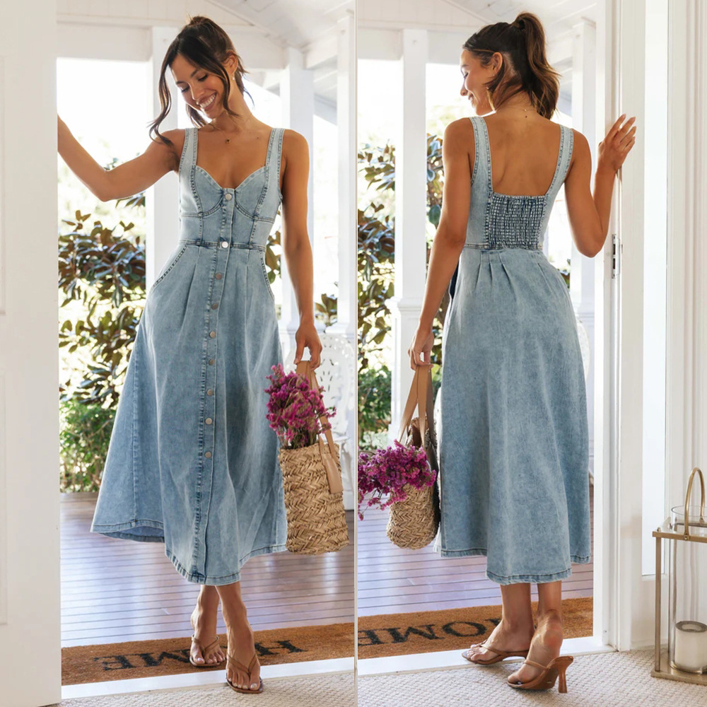 Denim midi dress