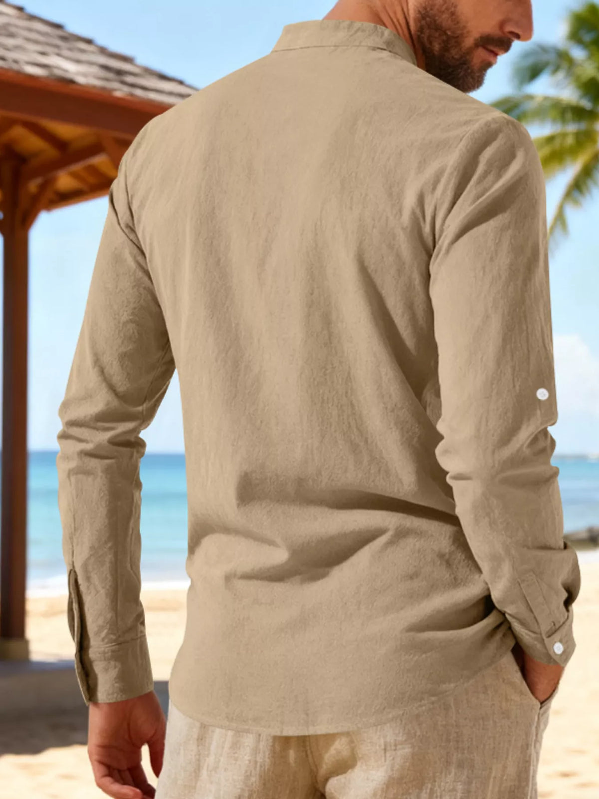 Lace-up linen shirt