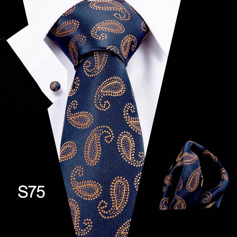 Men's tie three piece set cashew flower series fashion tie