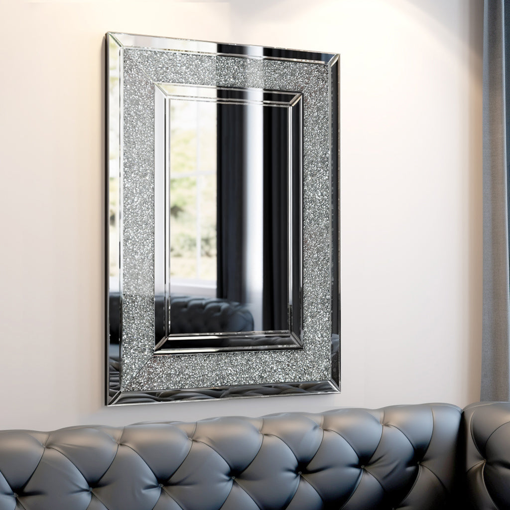 Large Wall-Mounted Silver Decorative Rectangular Wall Mirror for Home, Living Room, Bedroom, Entryway (clear HD mirror)