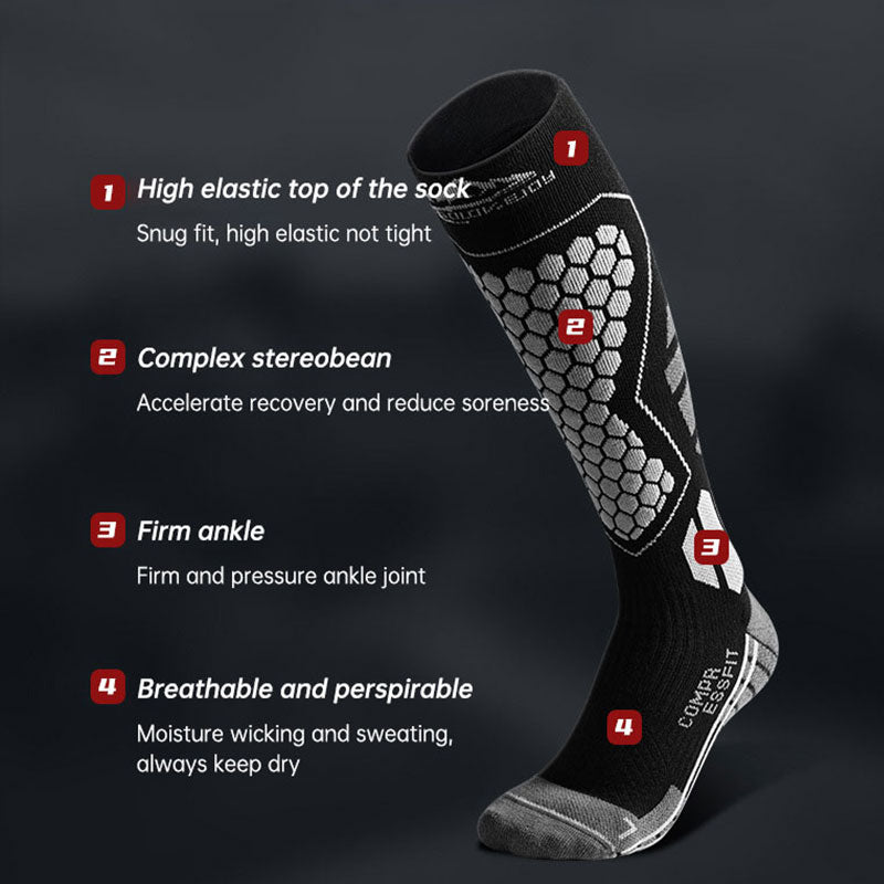 Winter ski socks men and women outdoor sports warm breathable long tube thickening pressure function calf socks