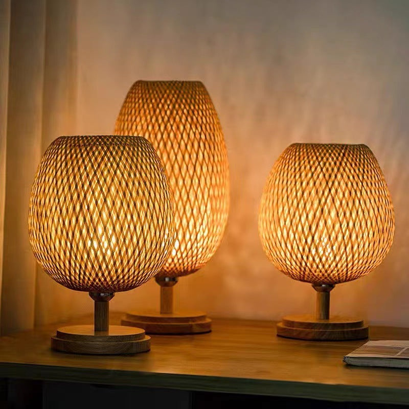 Japanese Zen Style Bamboo Woven Desk Lamp, Bedroom, Living Room, Tea Room, Hotel, Study, Bedside, New Chinese Style Desk Lamp