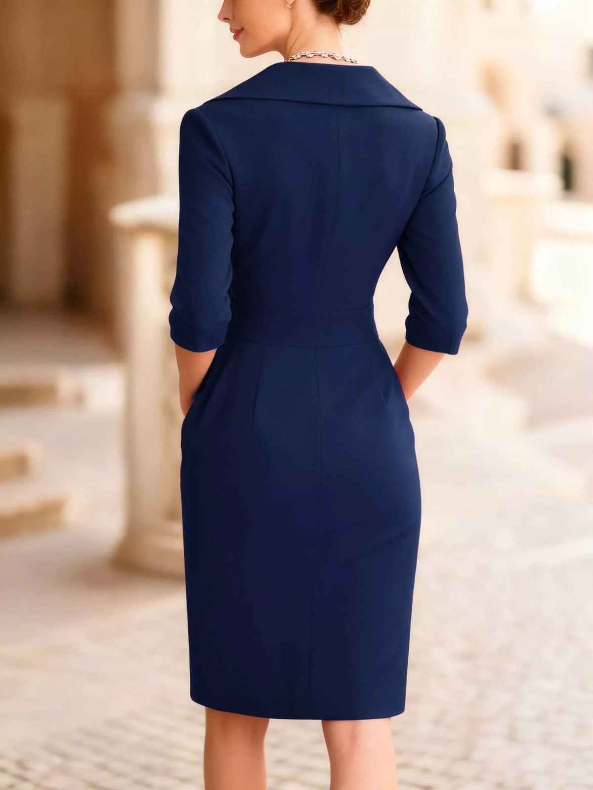 Surplice long sleeve dress