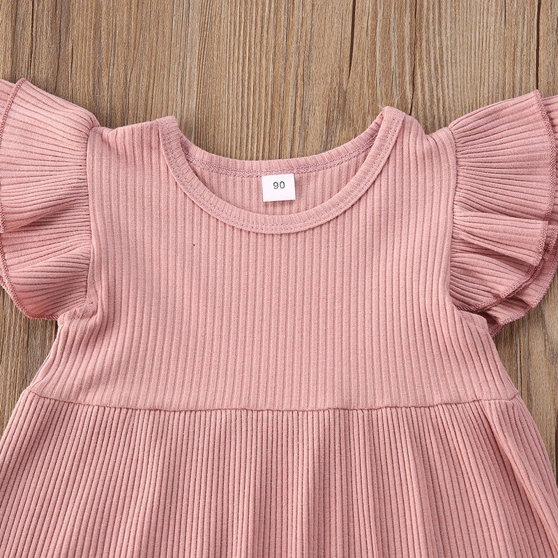 Girls' flutter-sleeve dress