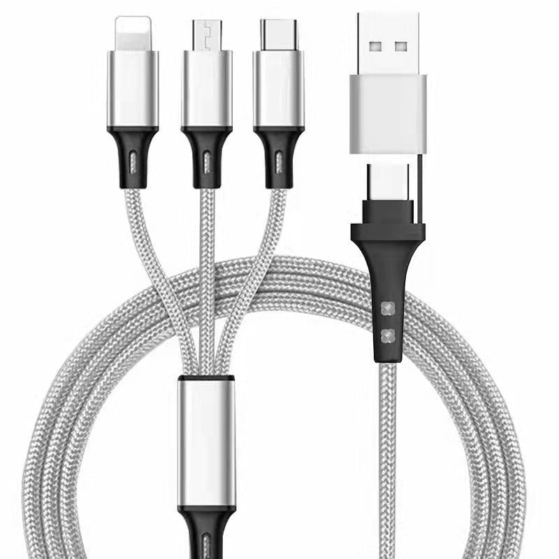 PD two to three 1.2-meter data cable TYPEC revolving three in one car phone charging cable