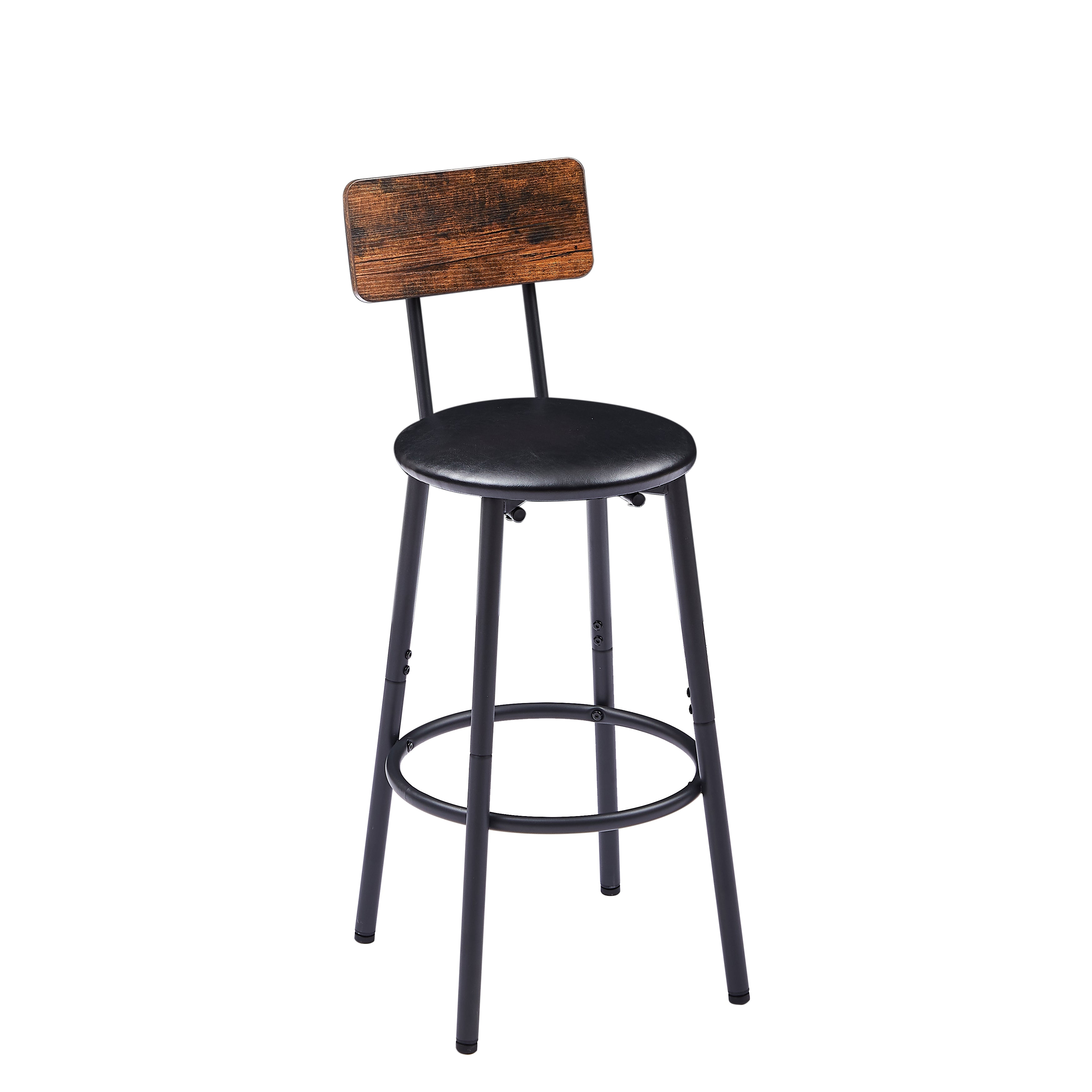 Bar Table Set with 4 Bar stools PU Soft seat with backrest Rustic Brown 47.24'' L x 23.62'' W x 35.43'' H