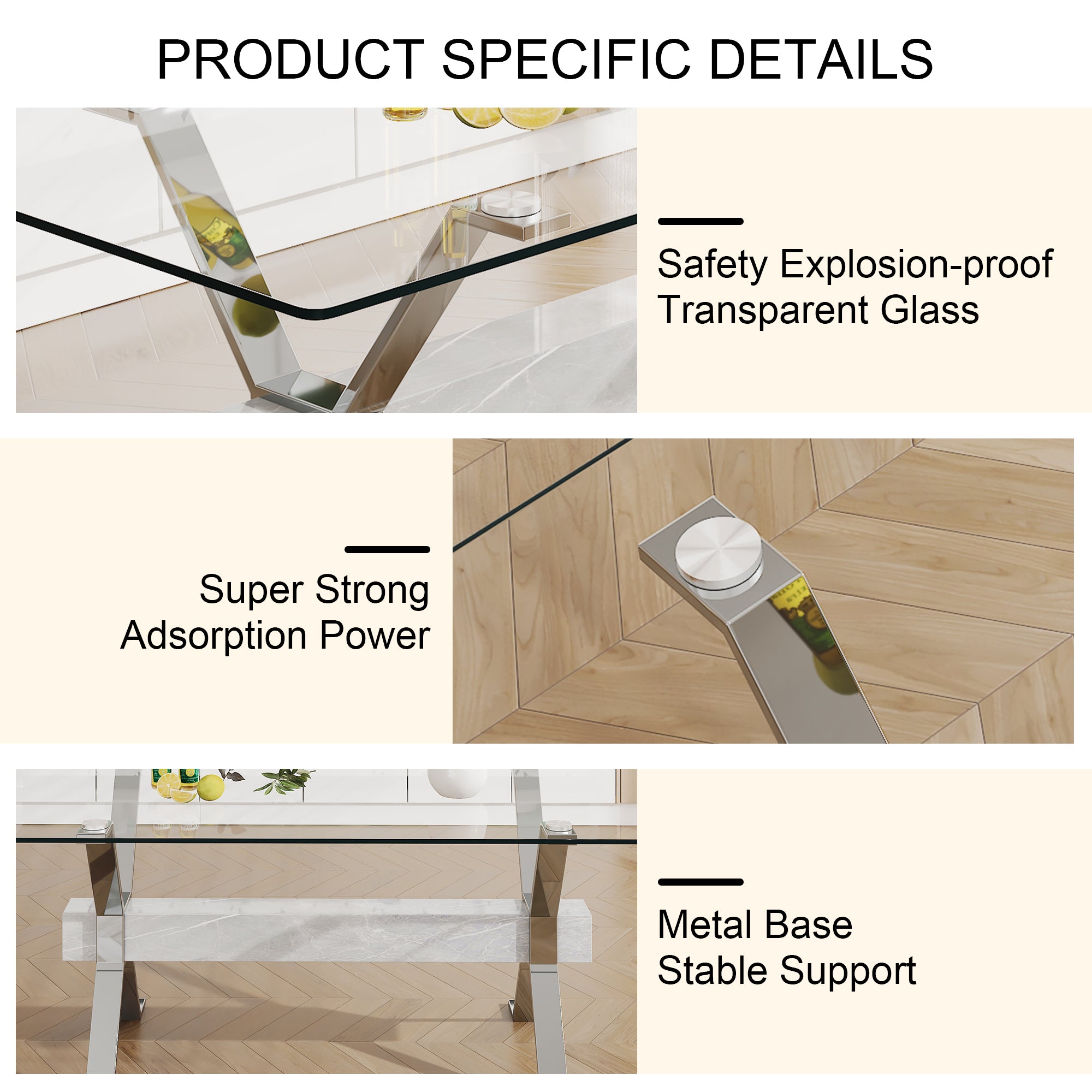 Dining table Modern tempered glass dining table 79 ''x39''x30 '' 1105