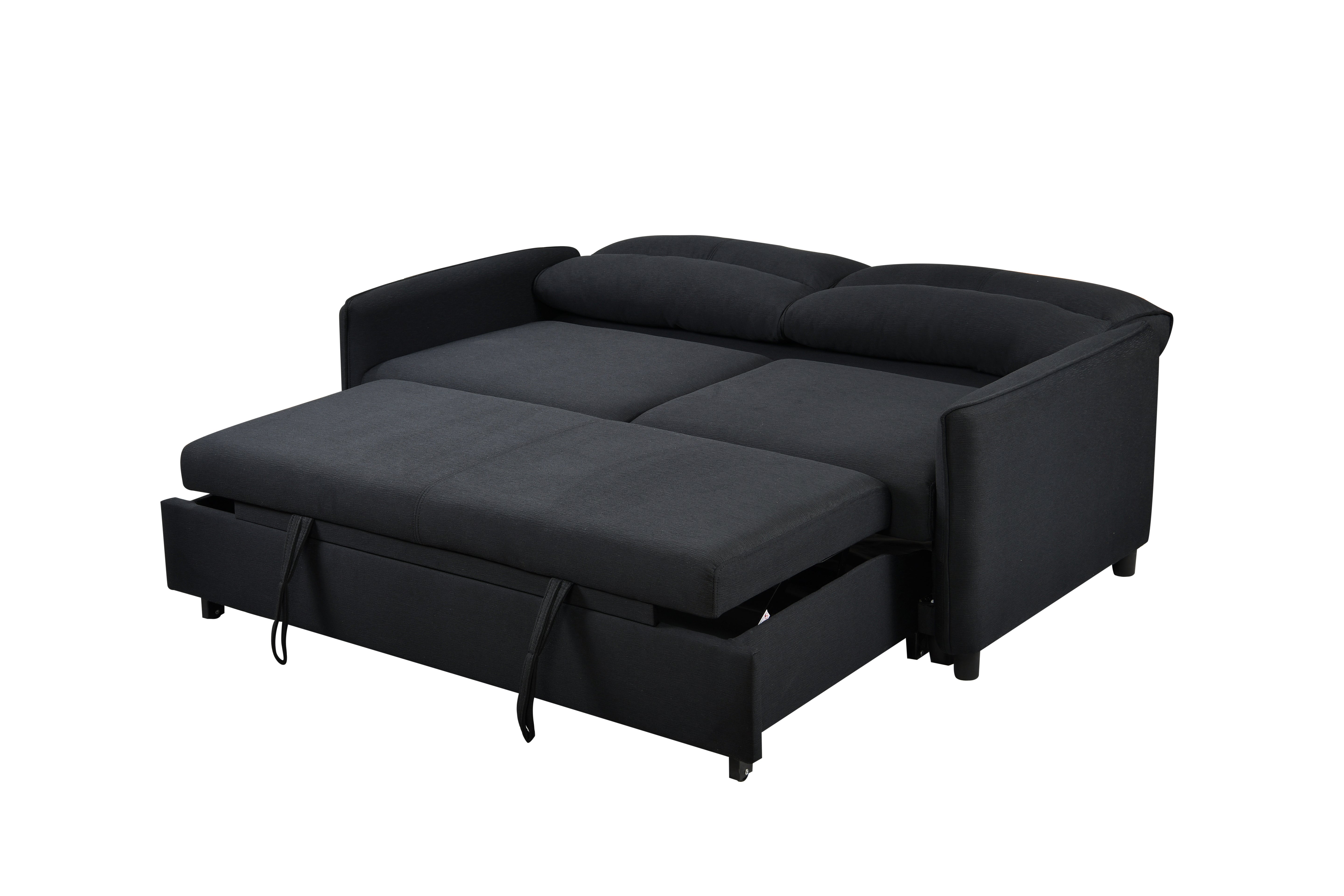 3 in 1 Convertible Sleeper Sofa Bed Modern Fabric Loveseat Futon Sofa Couch w/Pullout Bed Black