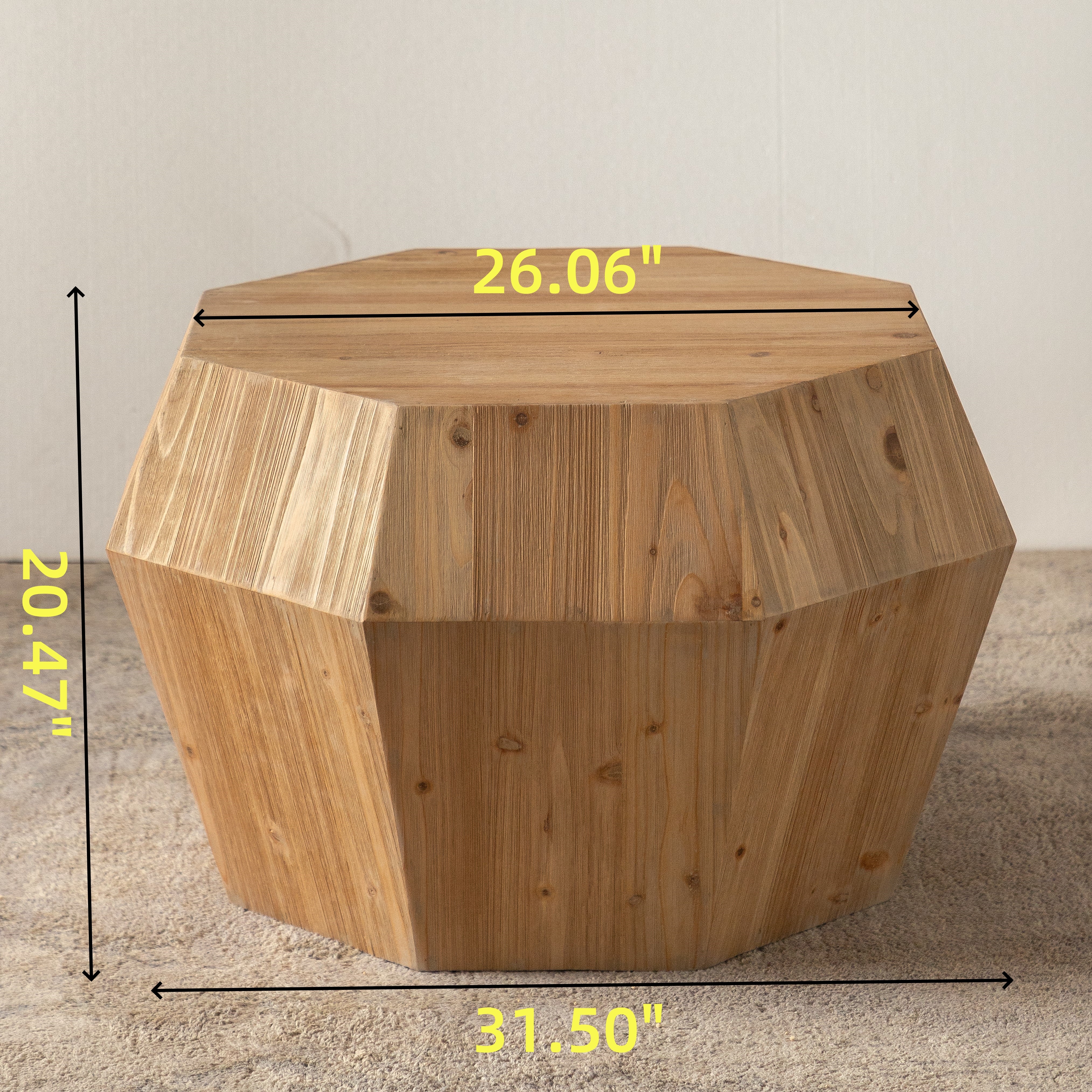 31.50" Octagonal Wooden American Retro Style Coffee Table