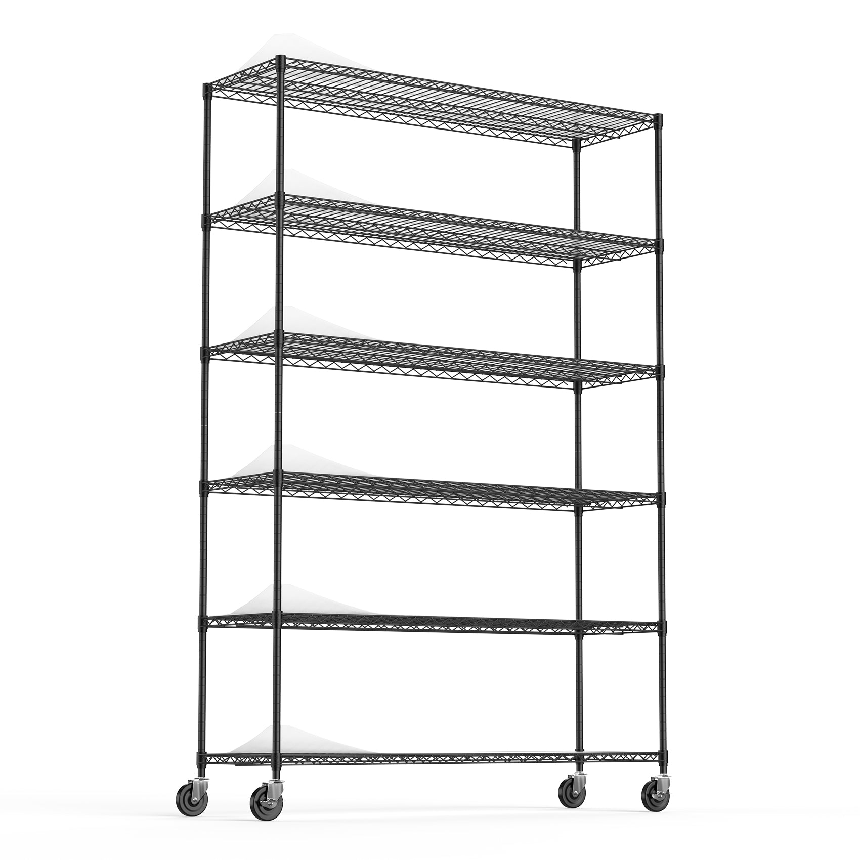 6 Tier Wire Shelving Unit 6000 LBS NSF Height Adjustable Metal Garage Storage Shelves with Wheels Black