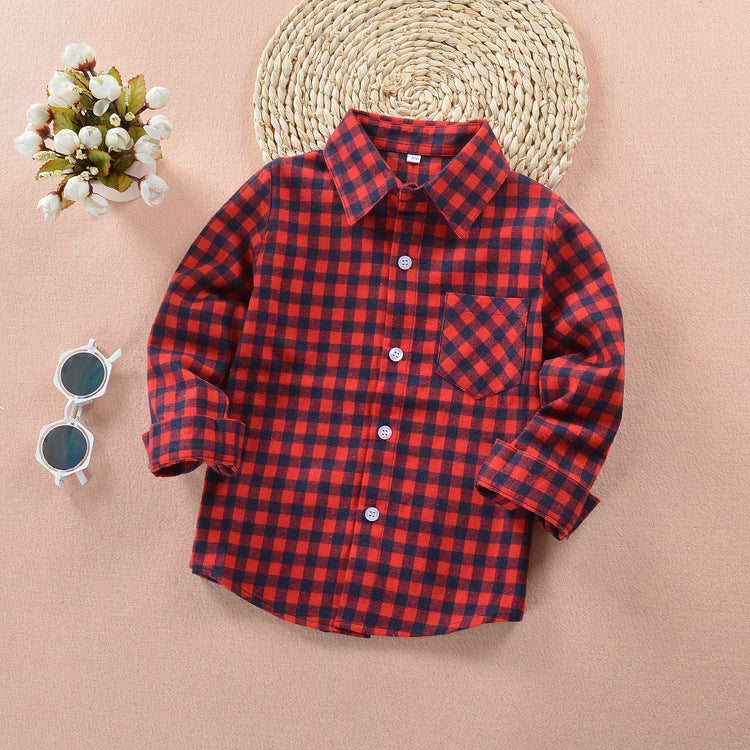 Boys' check flannel shirt