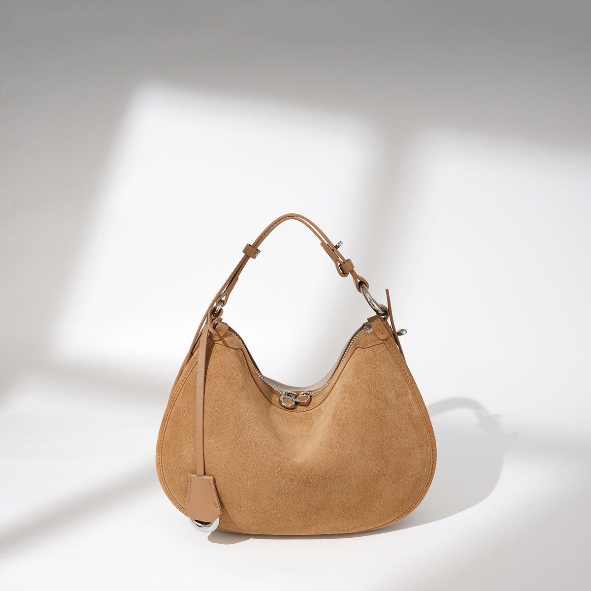 Matte leather crescent bag