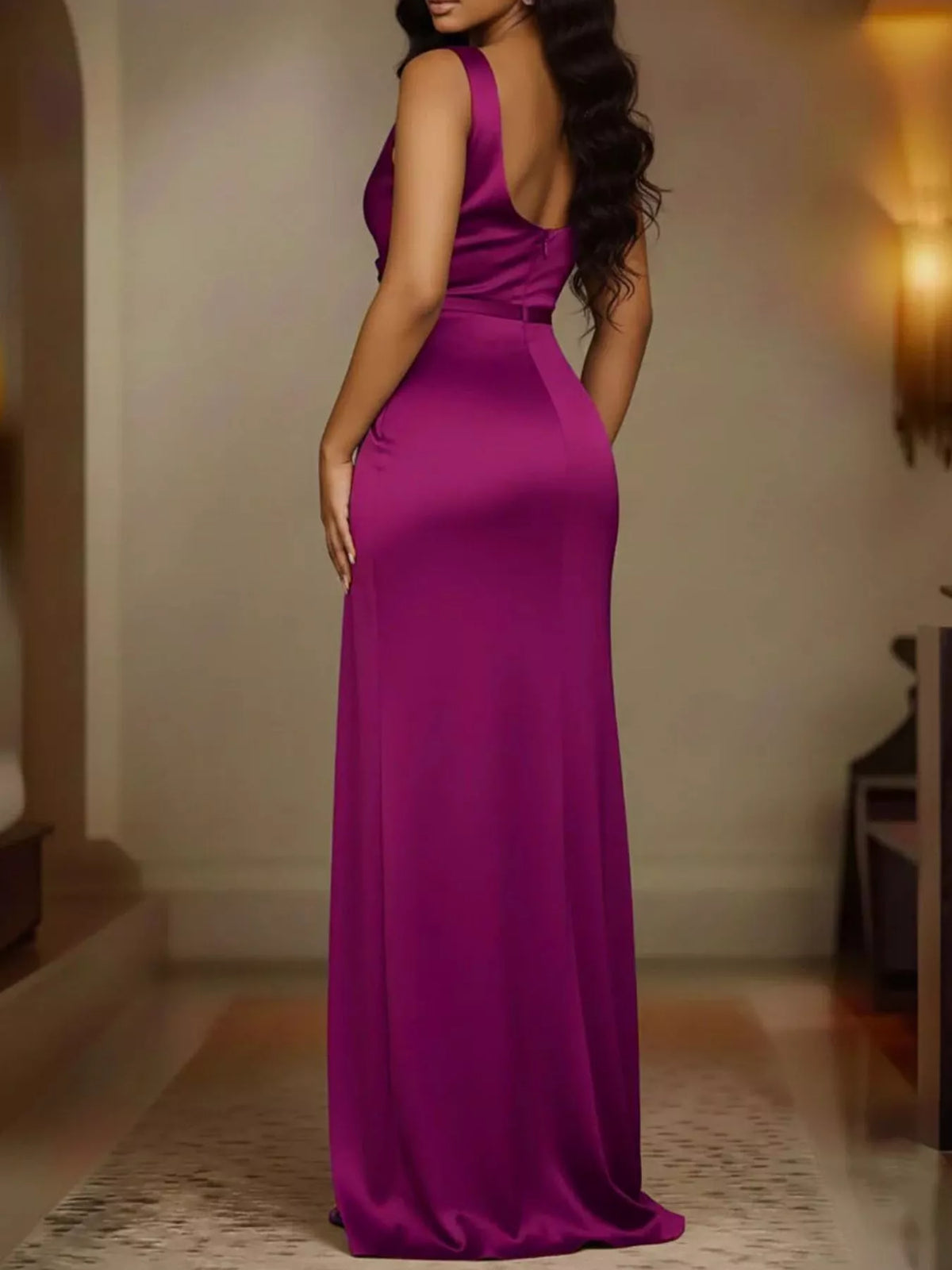 Satin cowl maxi dress