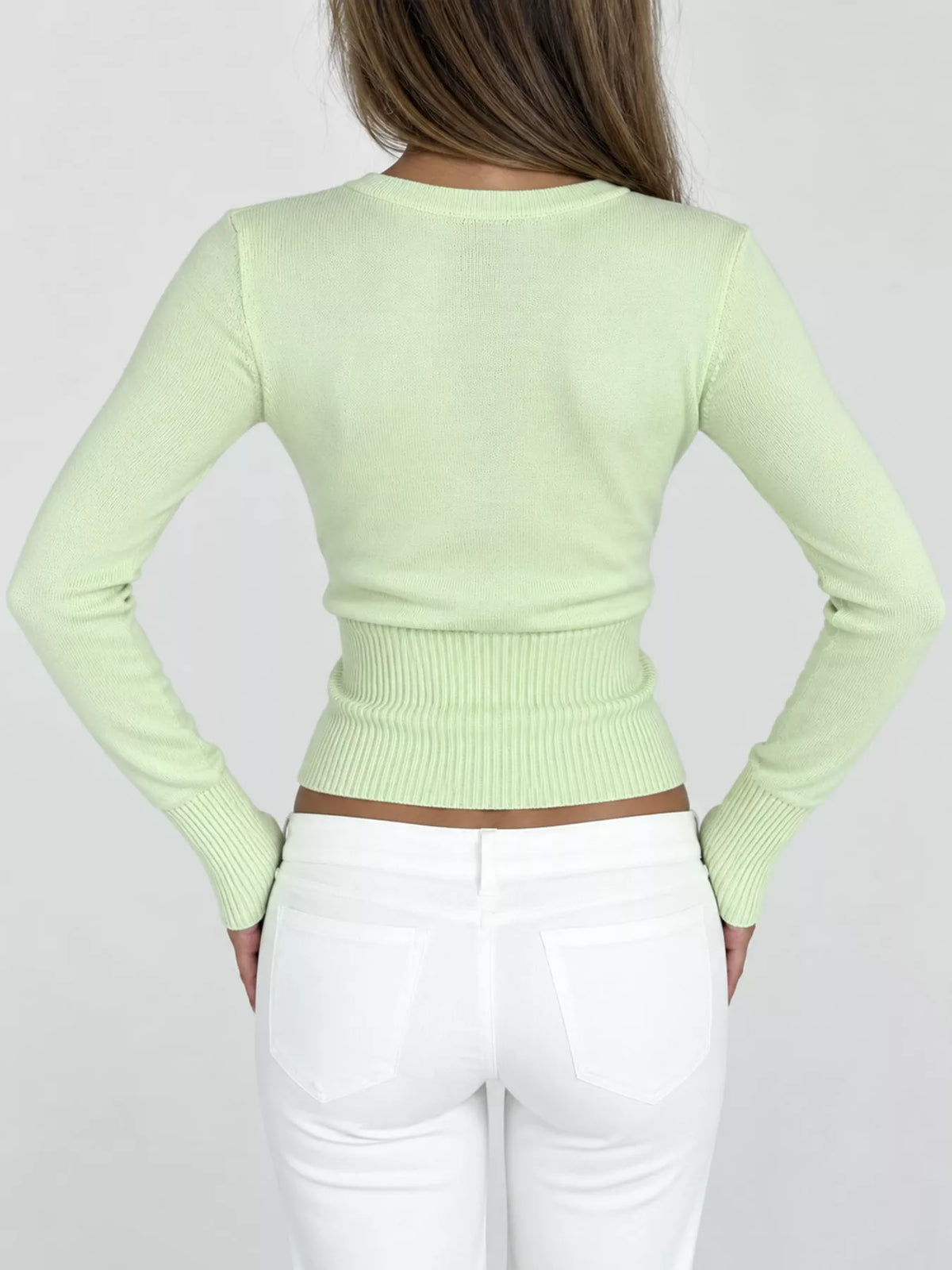 Slim-Fit Ribbed Knit Button-Down Cardigan