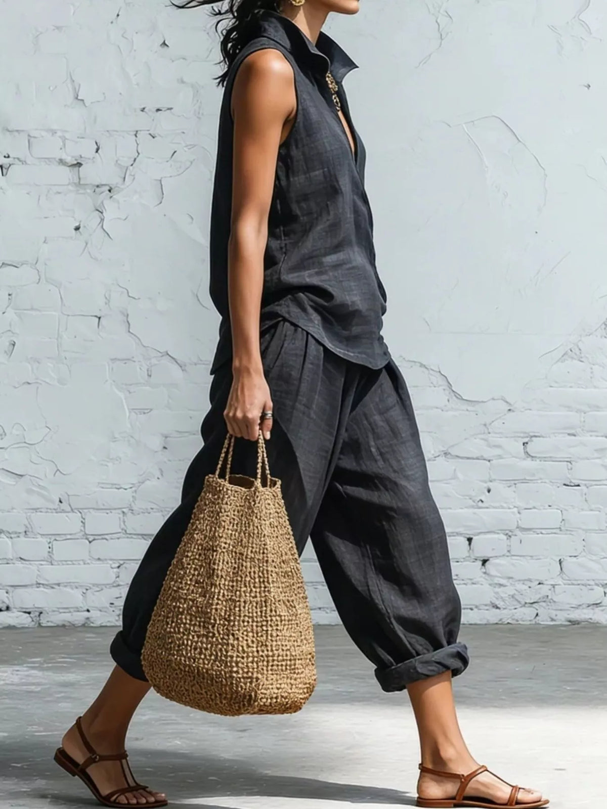 Sleeveless top and pants set