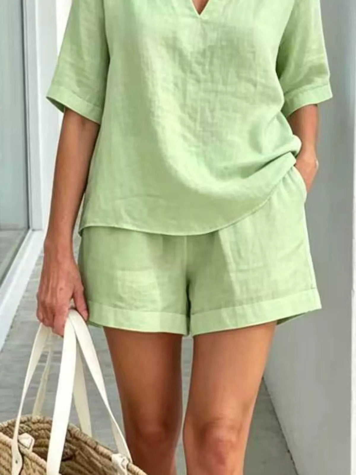 Half-sleeve top and shorts set