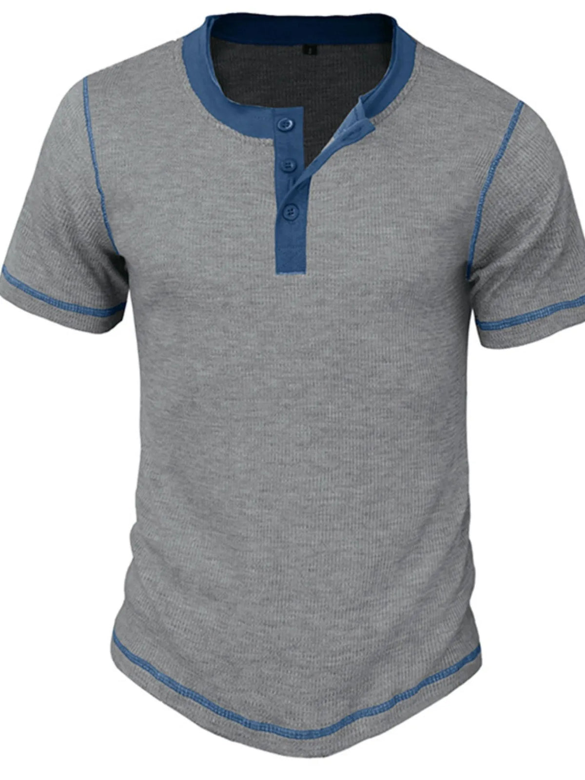 Contrast stitch henley polo shirt, Gray