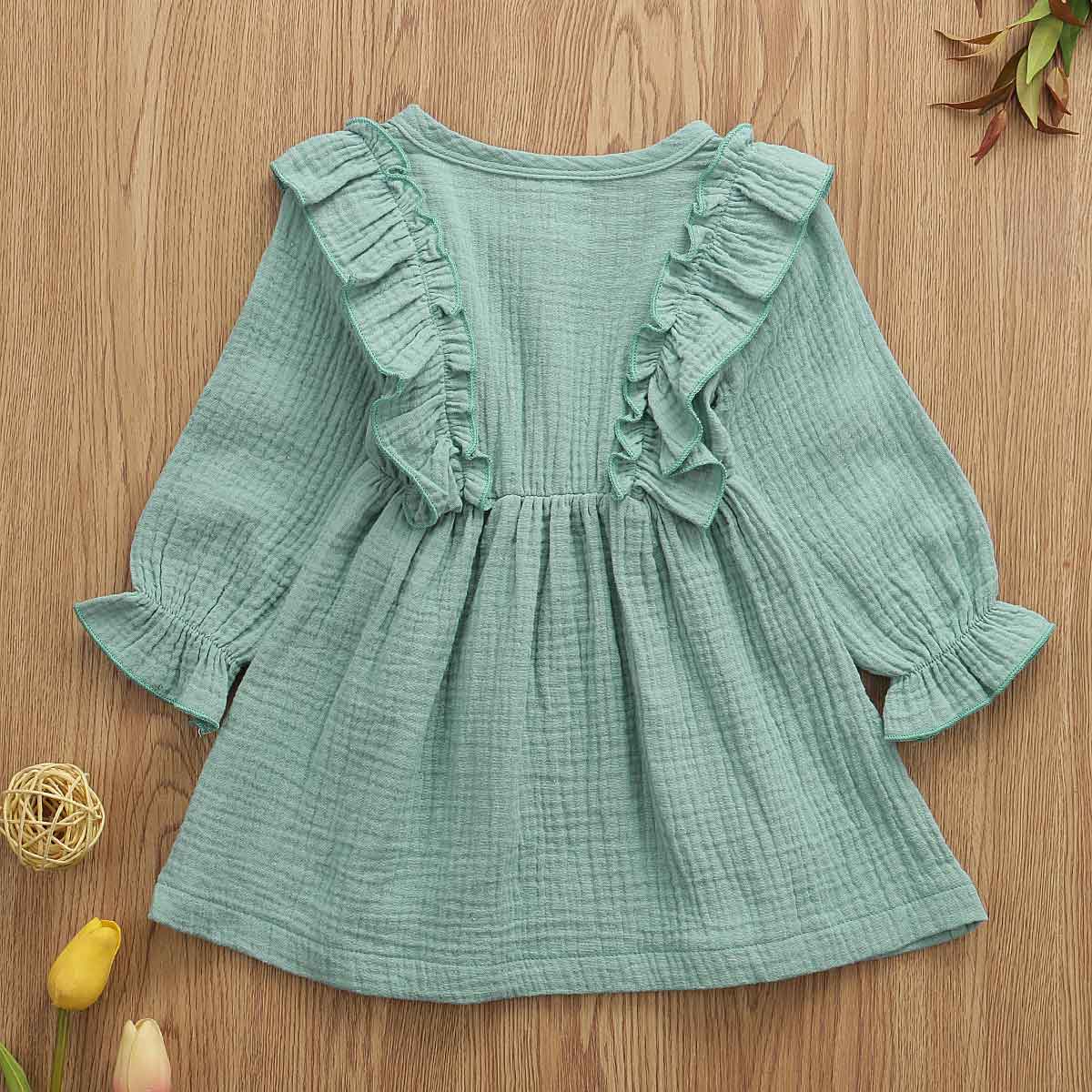 Girls' muslin ruffle dress