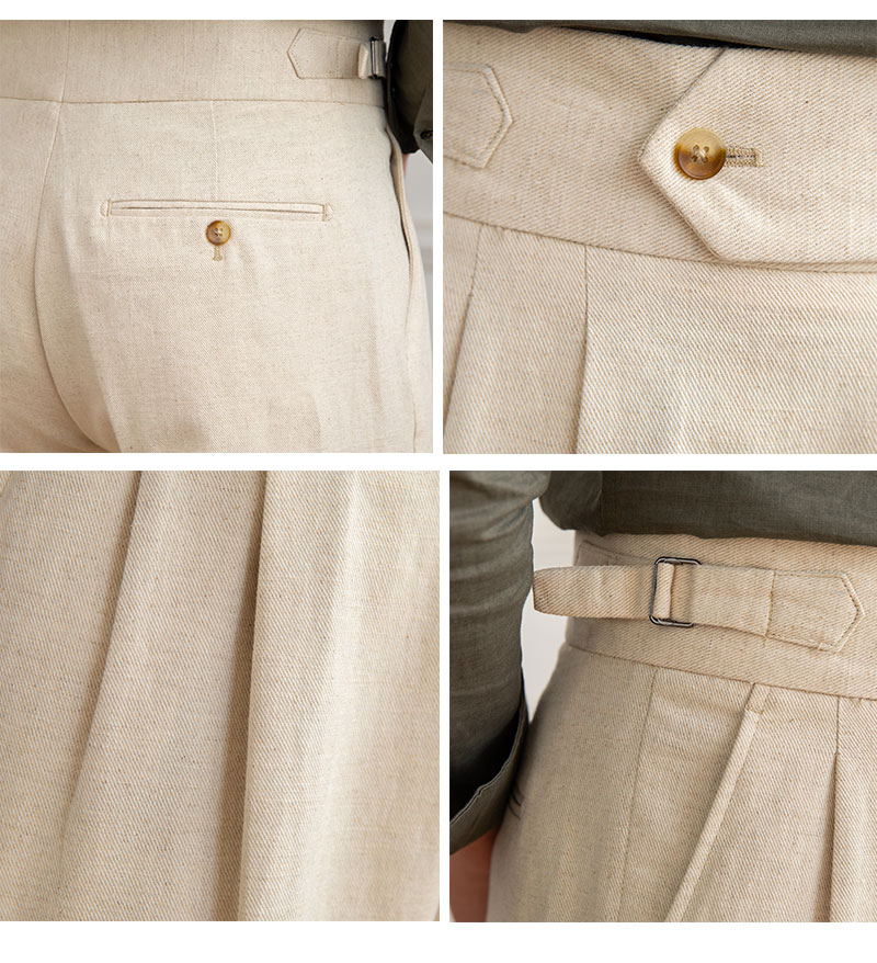 Side-adjuster pleated trousers