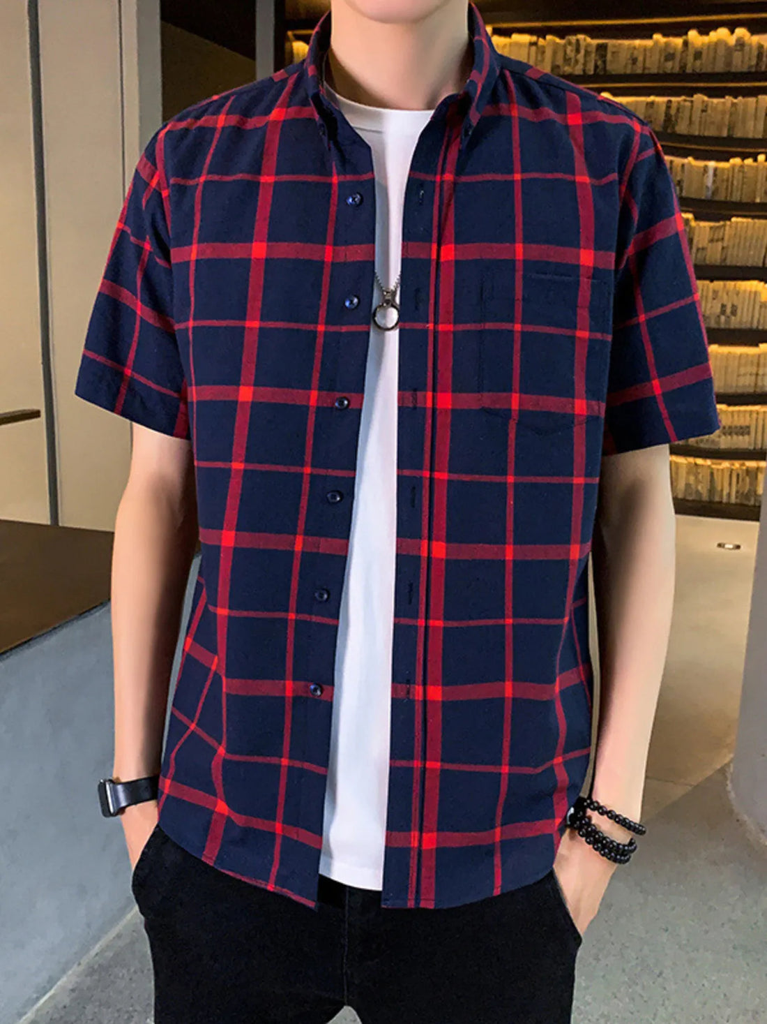 Casual Plaid Short Sleeve Shirt