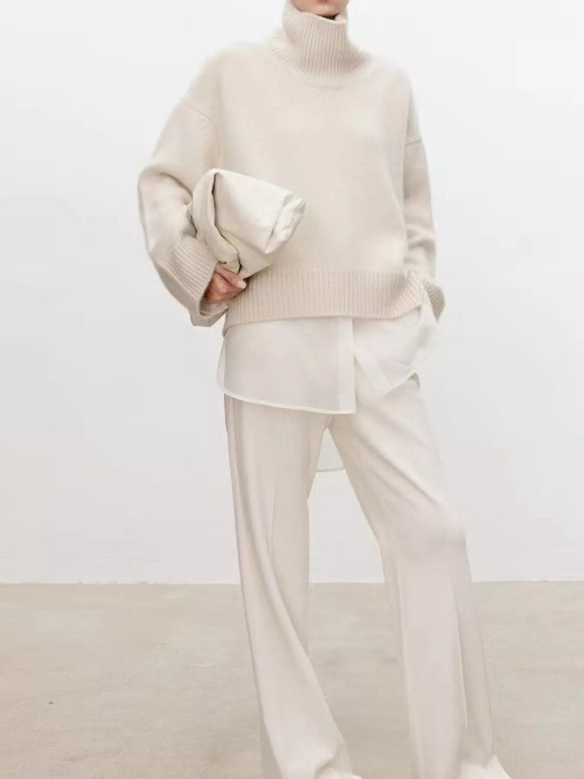 Oversized Turtleneck Wool Sweater