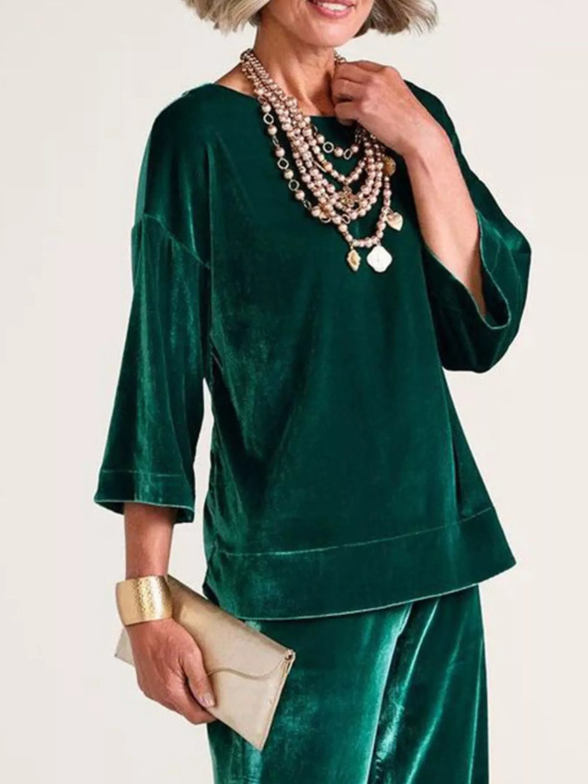 Velvet boat-neck top