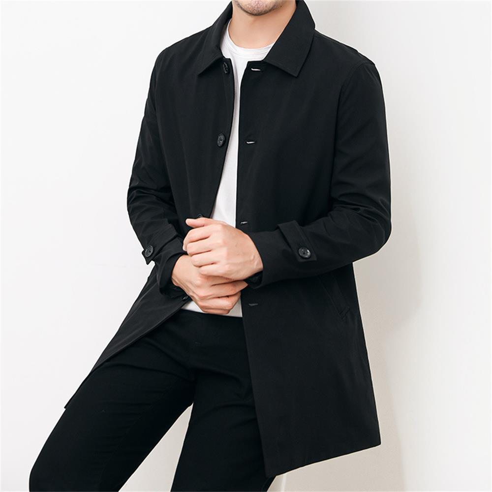 Button front mac coat, Black, front