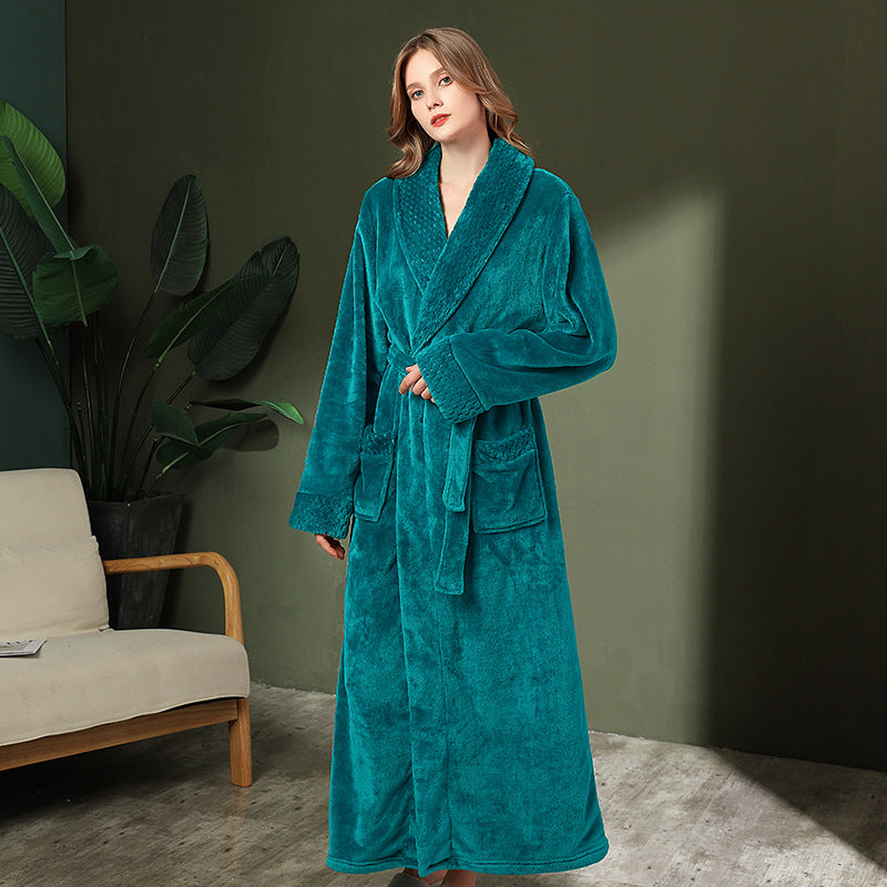 Women's double-sided thick couple bathrobe long autumn and winter coral fleece men's ankle length winter nightgown robe