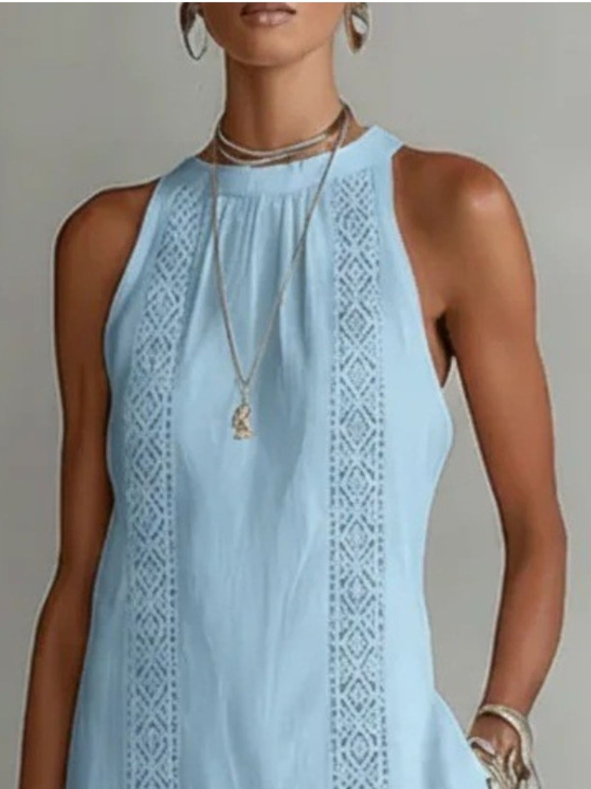 Cutout-trim slit midi dress