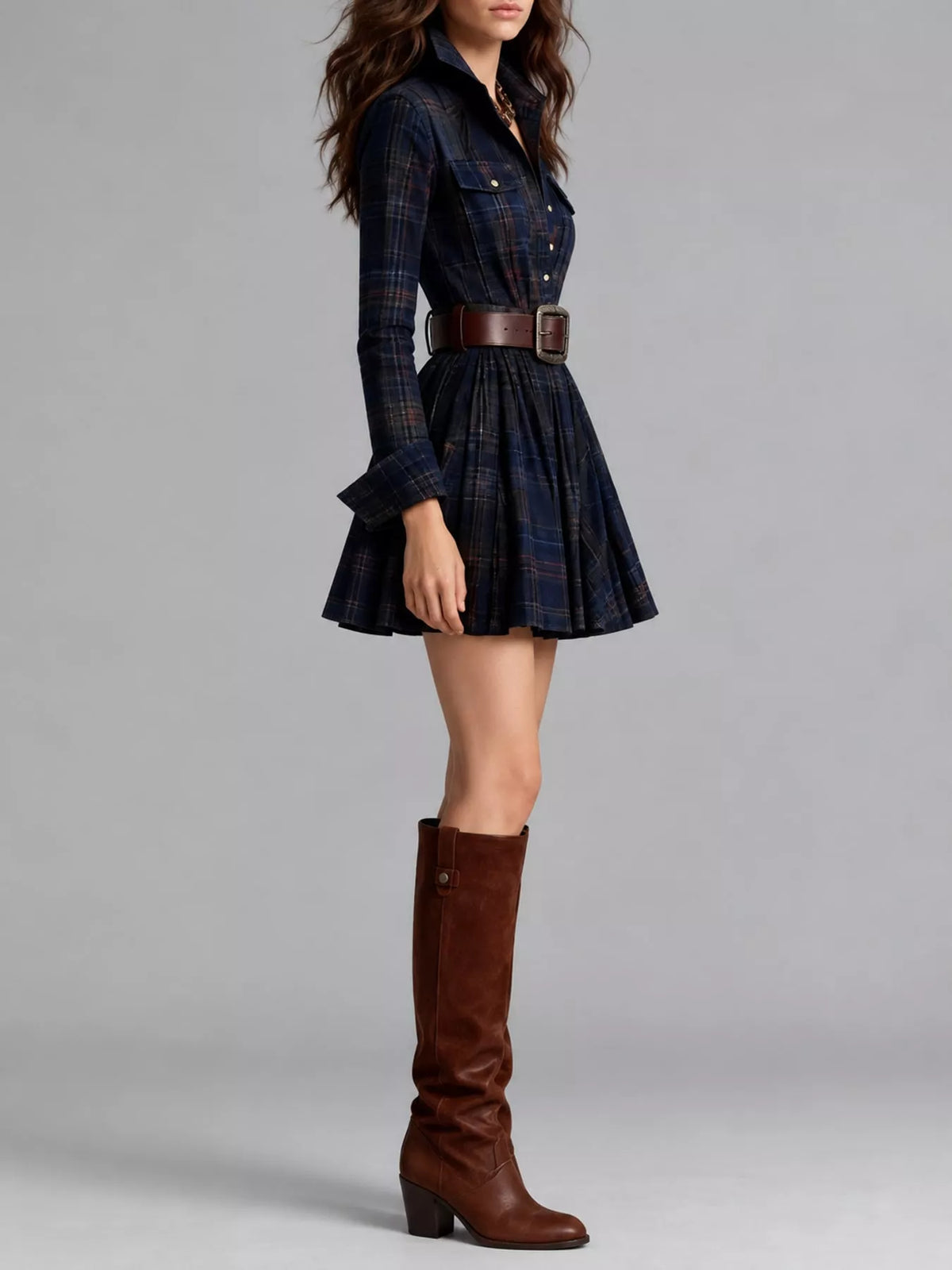 Plaid shirt dress