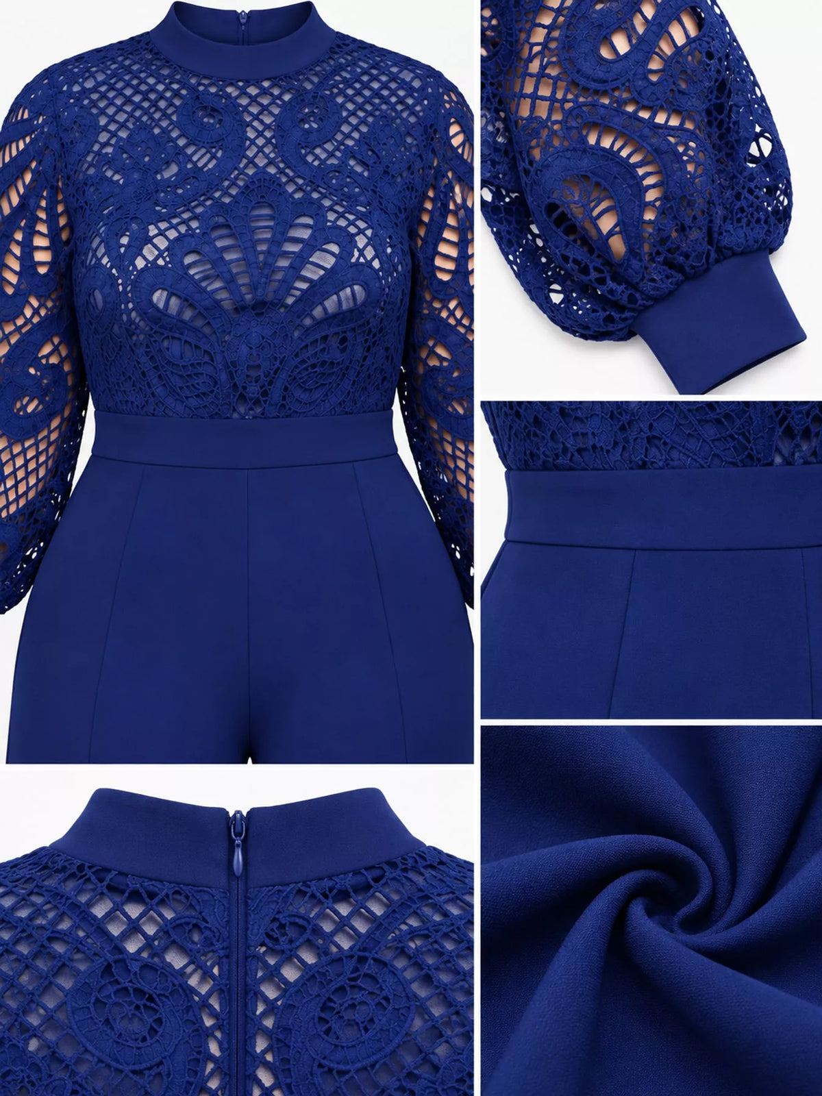 Lace lantern-sleeve jumpsuit