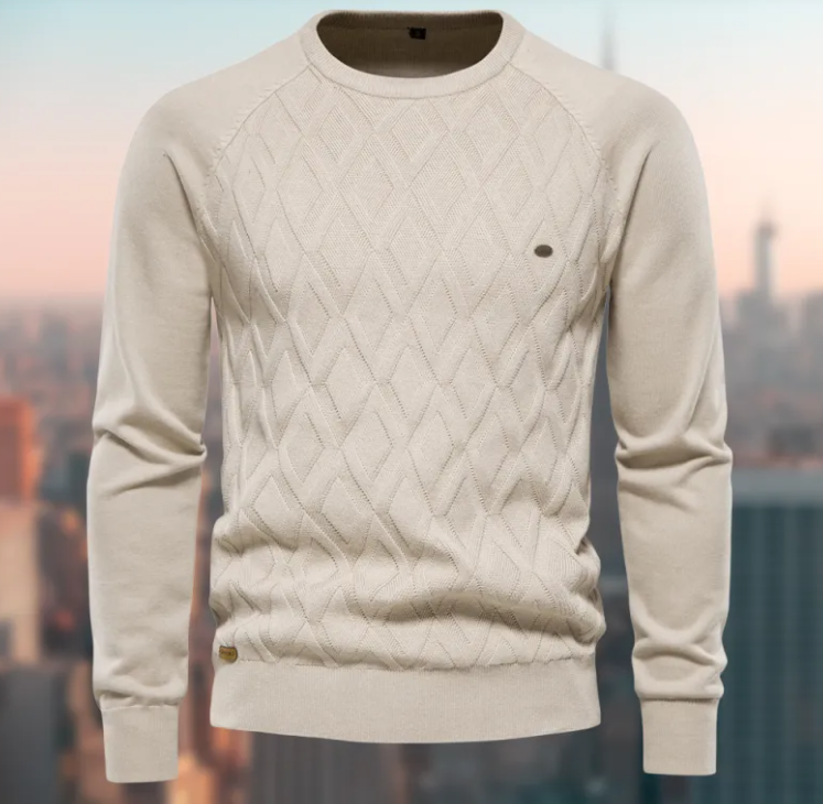 Diamond-knit crew sweater