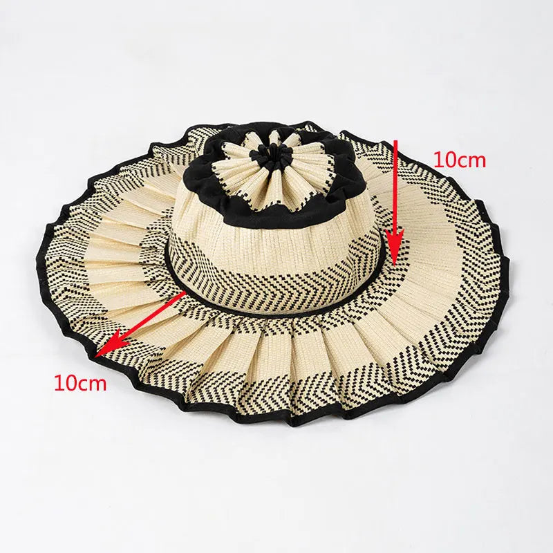 Spring Summer Fashion Casual Plaid Wide Brim Sun Hat Women Men Fashion Outdoor Sunshade Hat Foldable Straw Hat Designer Style