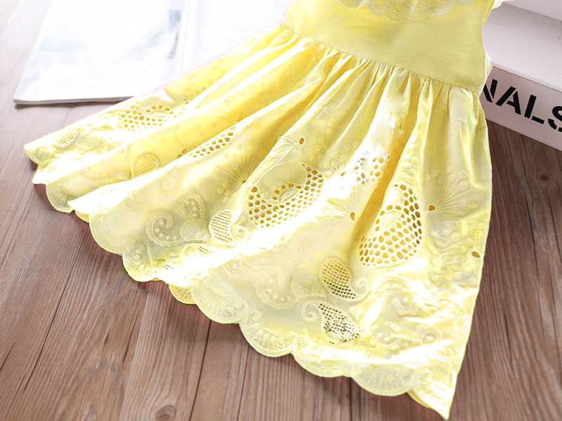 Girls' embroidered ruffle dress