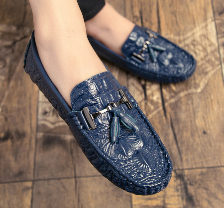 Croc-embossed leather loafers