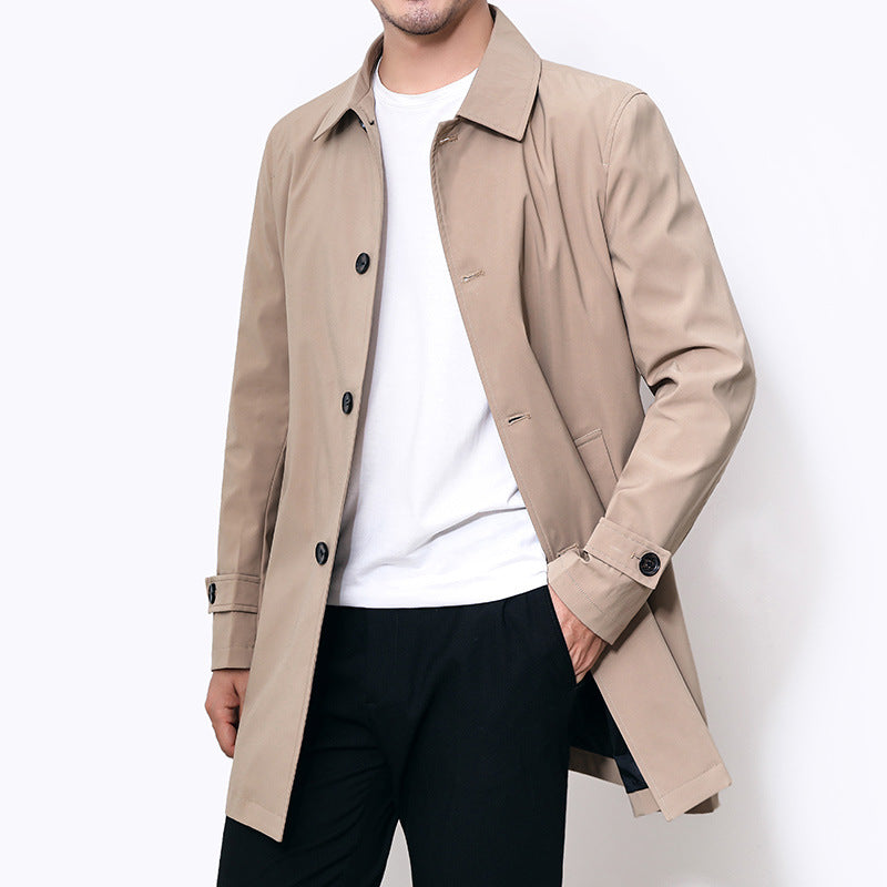 Button front mac coat, Khaki, front