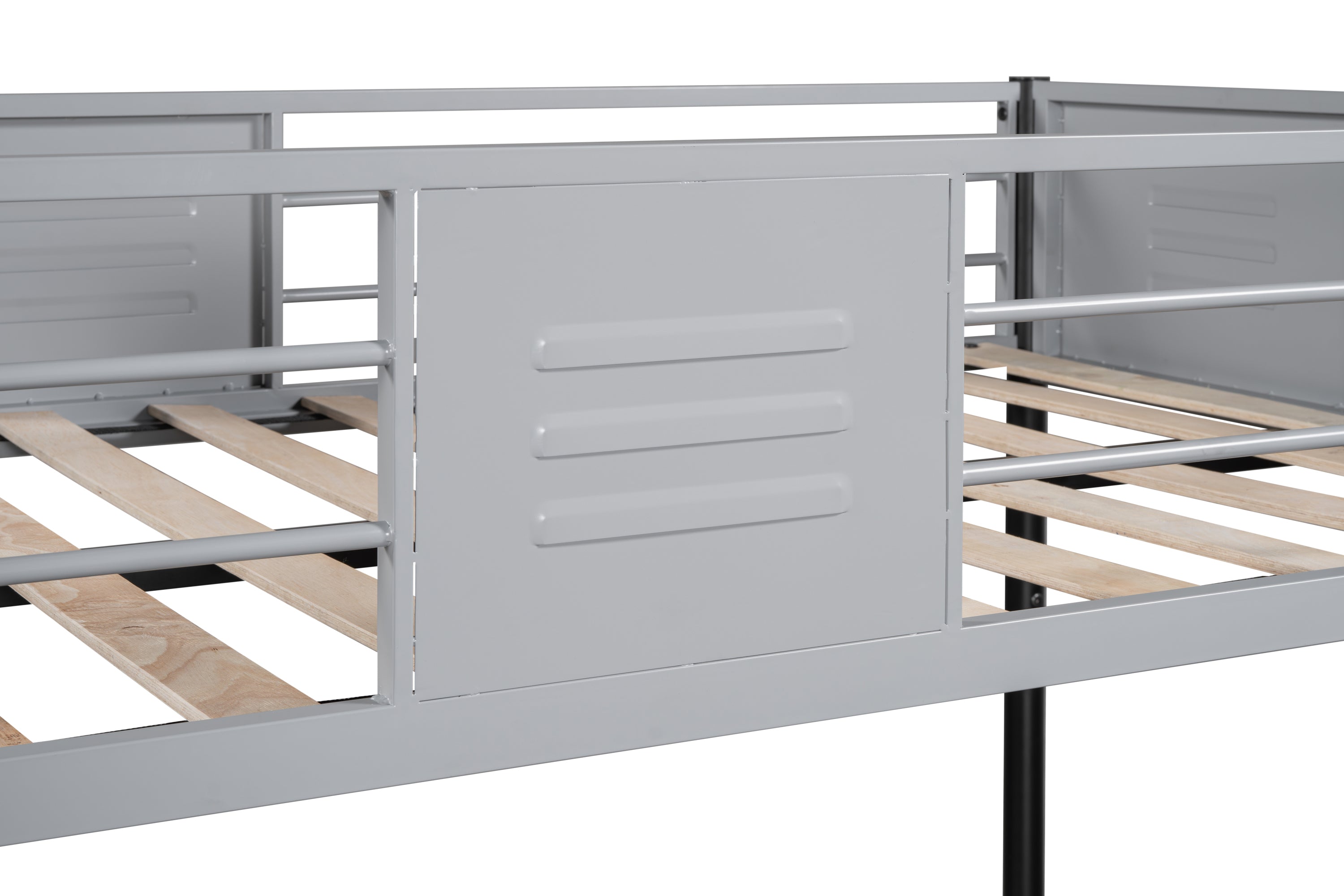 Metal twin bed with ventilation panel for noise reduction/safety guardrail/flexible space support/triple bed/CPC Certified