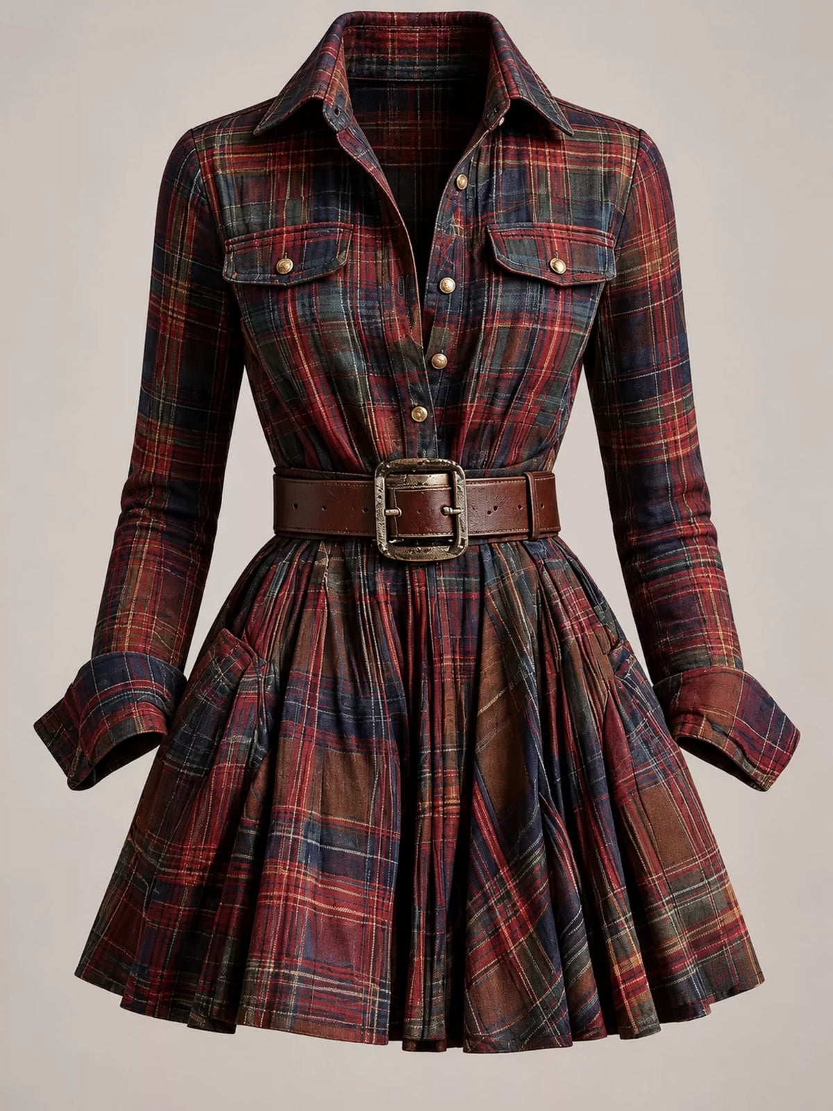 Plaid shirt dress