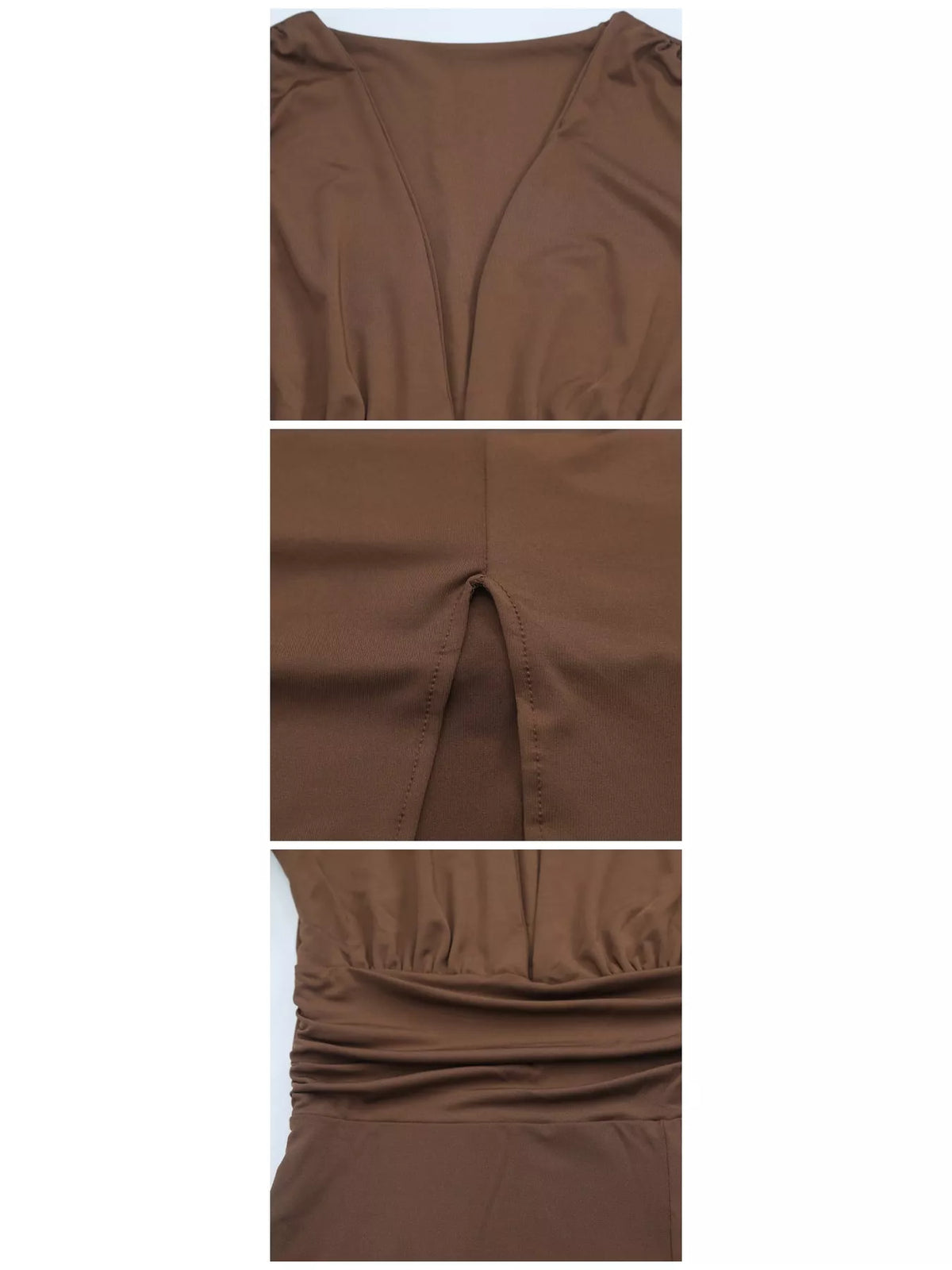 Ruched V-neck slit dress