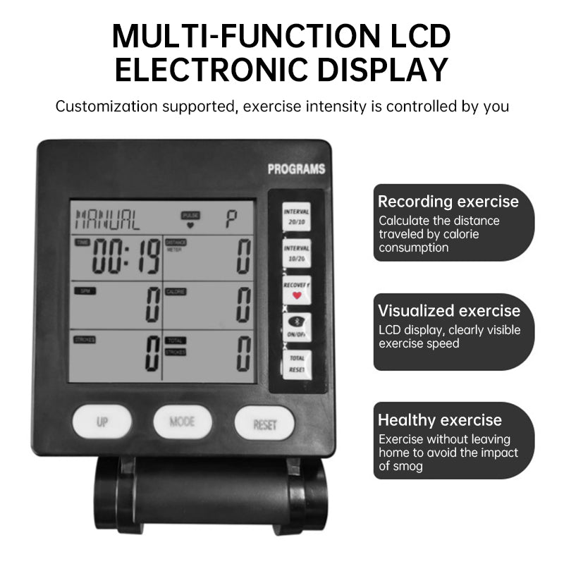 New multifunctional rowing machine counter, durable, easy to install, suitable for office and hotel workouts.