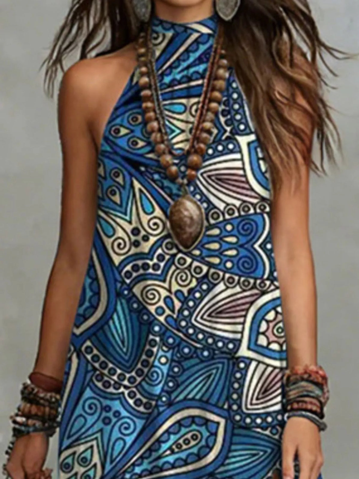 Printed sleeveless maxi dress