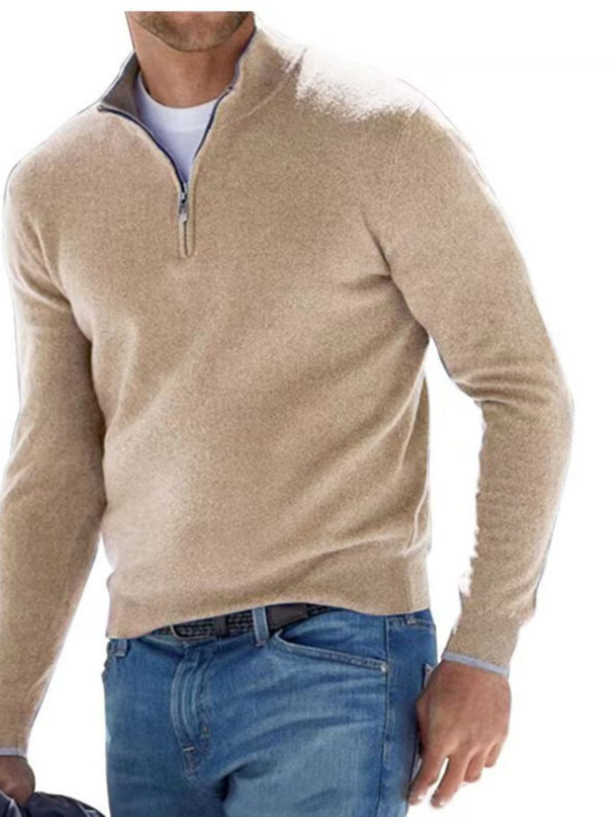 Quarter-zip sweater – khaki