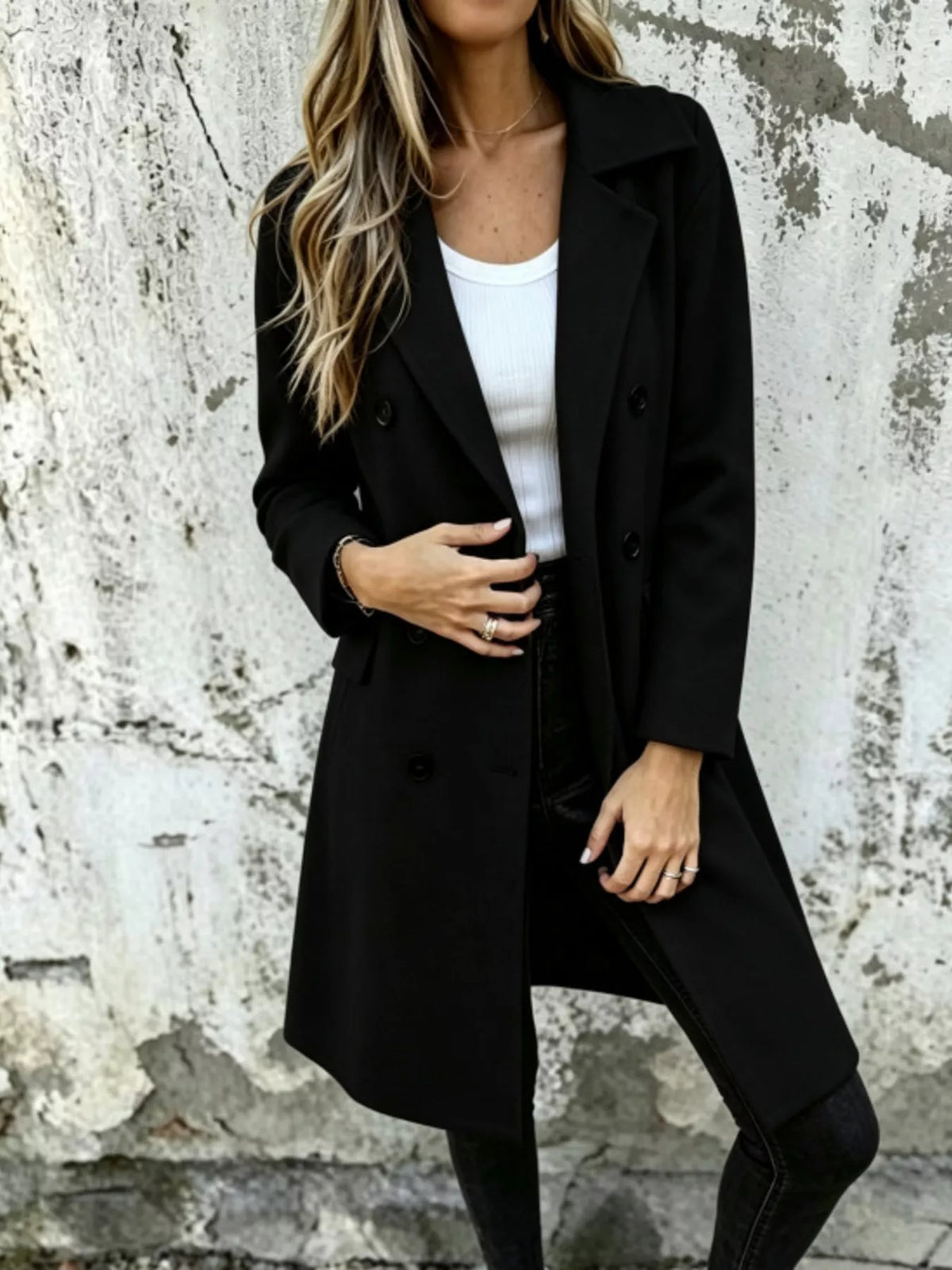 Double-breasted coat – black