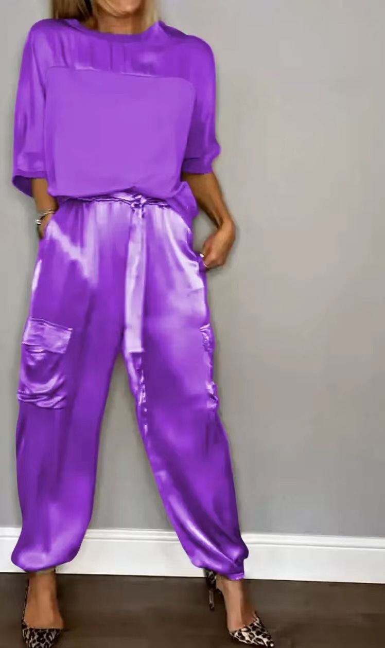 Satin shirt and trouser set