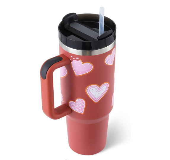 Gobelet isotherme de 113 cl avec poignée et paille, en acier inoxydable, anti-fuite, avec couvercle, idéal pour la voiture, la salle de sport, le bureau ou les voyages.