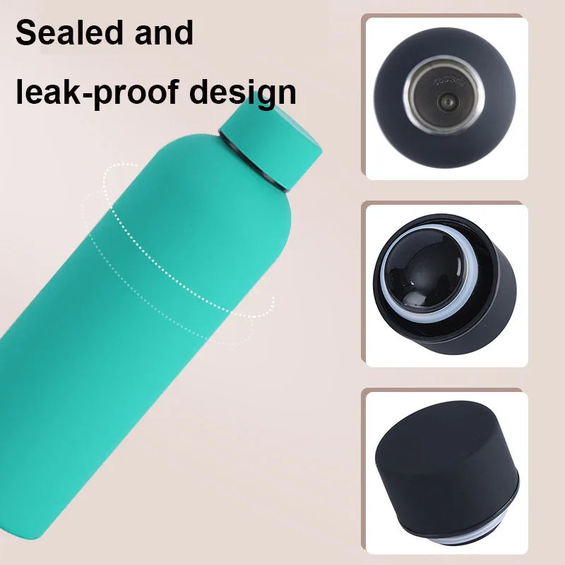 500/750ML Small Mouth Thermos Cup, Outdoor Stainless Steel Bottle, Rubber Paint Sports Kettle, Thickened Double Water Cup