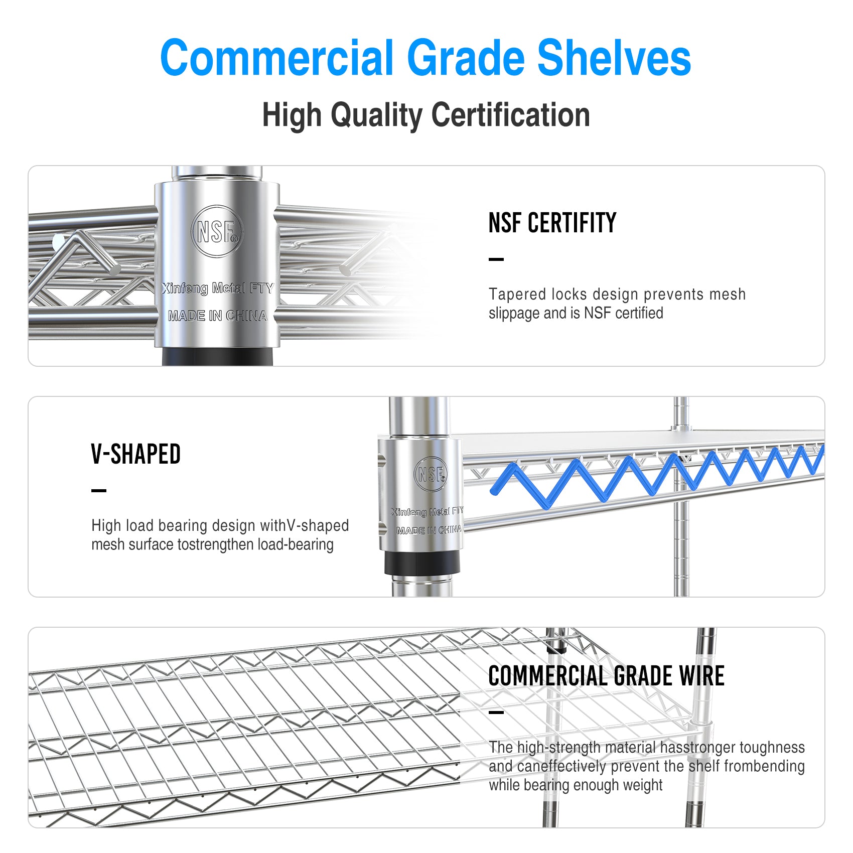 6 Tier Wire Shelving Unit 6000 LBS NSF Height Adjustable Metal Garage Storage Shelves with Wheels