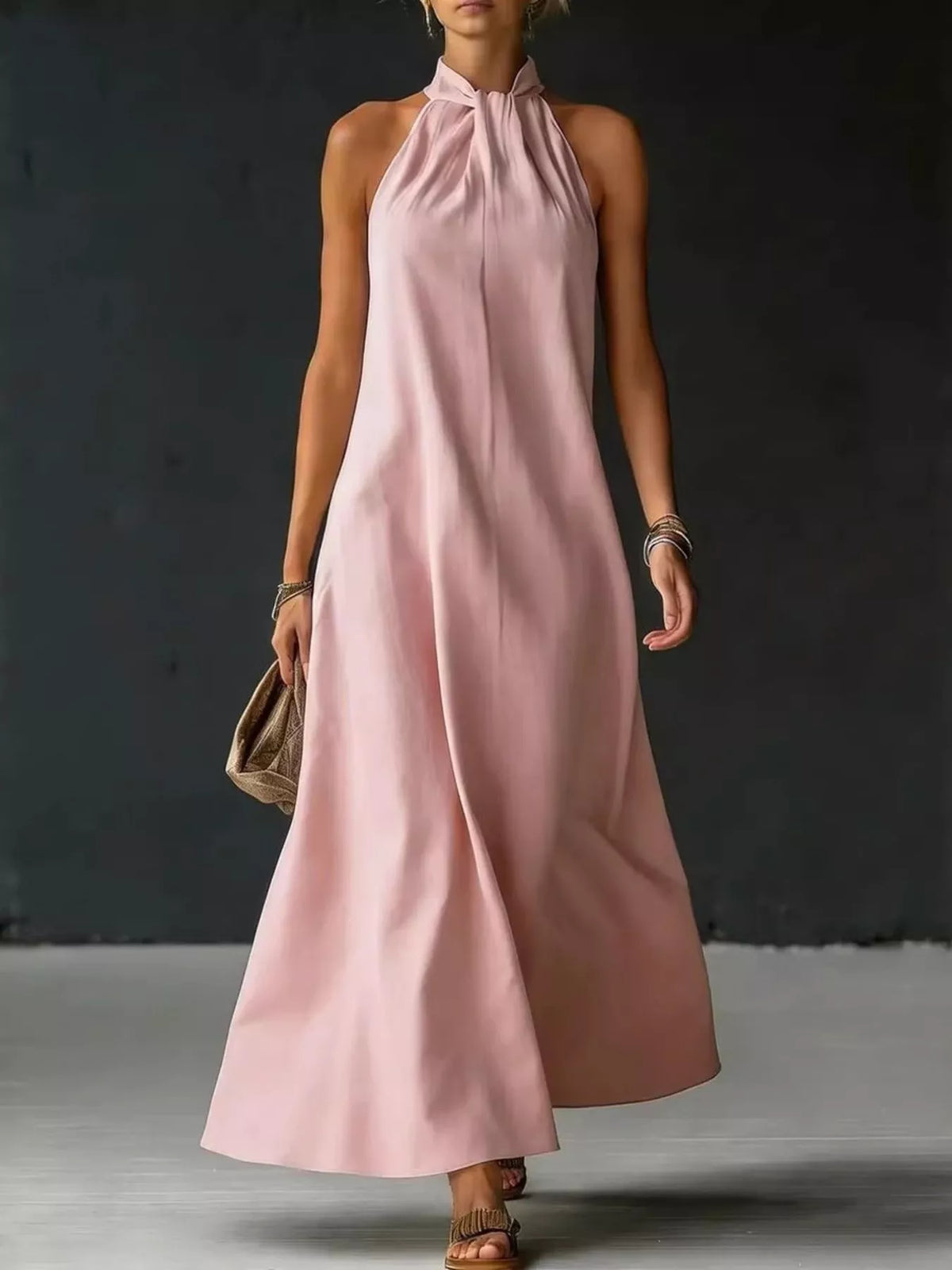 Halter maxi dress – pink